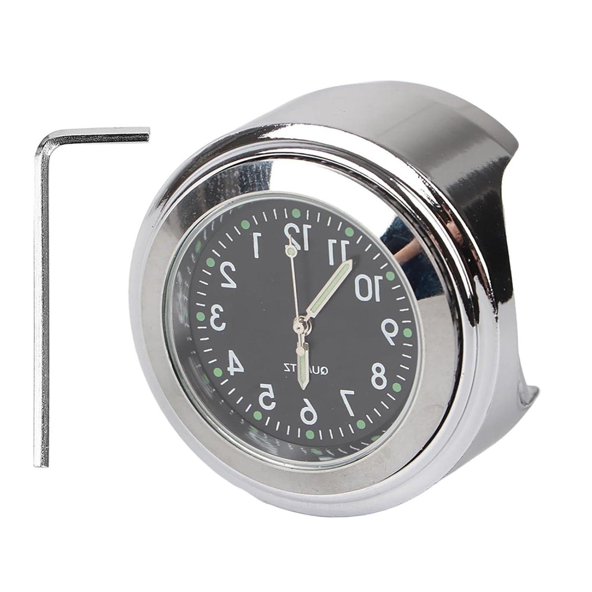 Motorfiets Stuurklok - Chrome Klok - Rijtijd Bijhouden - Waterdicht Ontwerp - 7-8in 1in - Chroom Wit