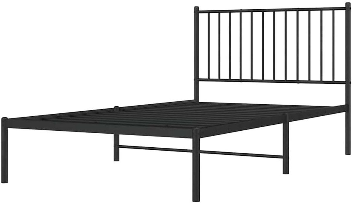 Metalen Bedframe - Ledikant Frame - Slaapkamer Meubel - Robuuste Constructie - 100x190 cm - Zwart