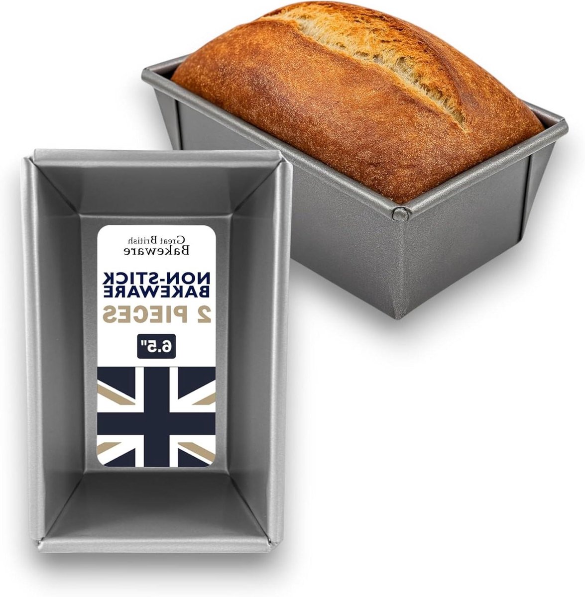 Broodblik Set - Broodvorm Bakblik - Zelf Brood Bakken - Antiaanbak Gecoat - 1LB & 2LB - Grijs