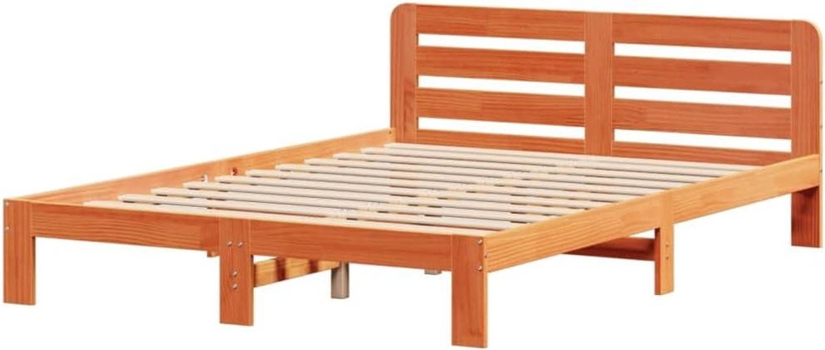 Houten Bedframe - Ledikant Massief Grenenhout - Slaapkamer Inrichting - Met Opbergruimte - 160x200 cm - Wasbruin