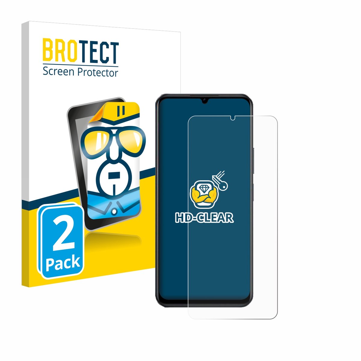 BROTECT - Screenprotector voor Vivo Y28 - Folie Beschermfolie transparant 2 Stuks