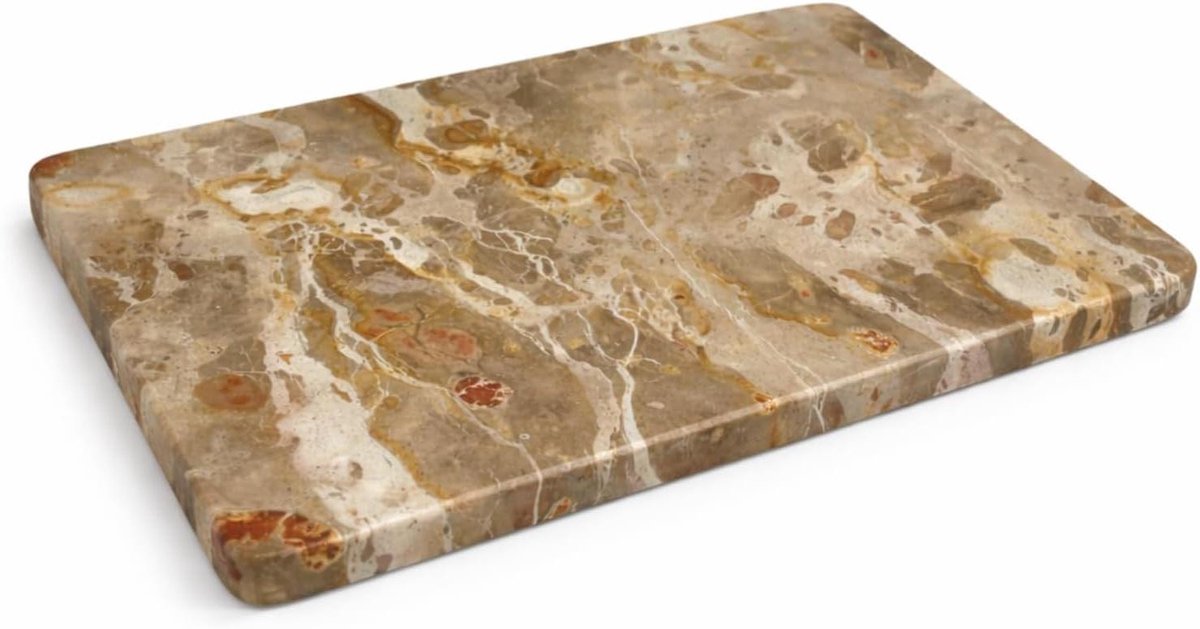 Marmeren Snijplank - Hakplank Keuken - Deeg Bereiden - Antislip Voetjes - 20 x 30 cm - Beige