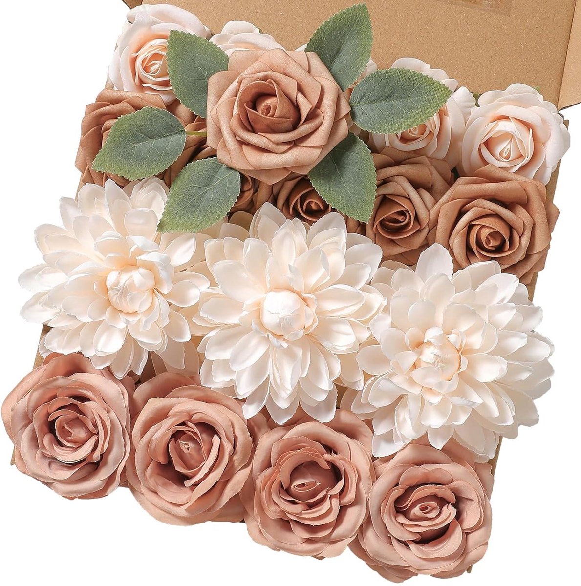 Kunstbloemen Decoratie - Nep Rozen - Bloemstukken Maken - Zacht PE Schuim - 3-5 inch Bloemkop - Naakt Champagne