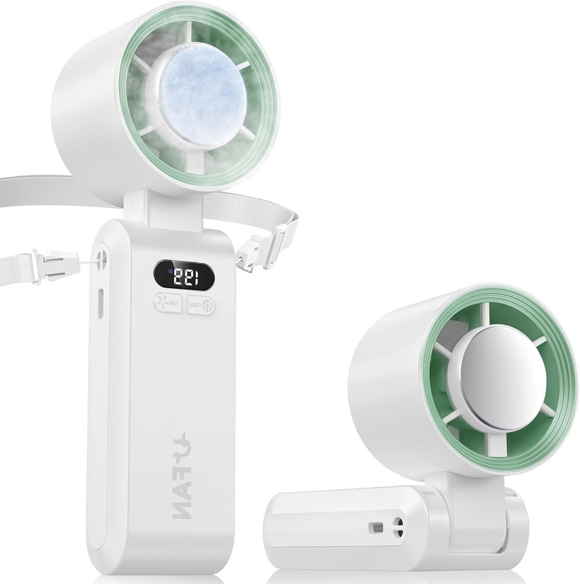Draagbare Mini Ventilator - Halsventilator Koelventilator - Persoonlijke Koeling - Geavanceerde Koelchip - 5000 mAh Batterij - Wit