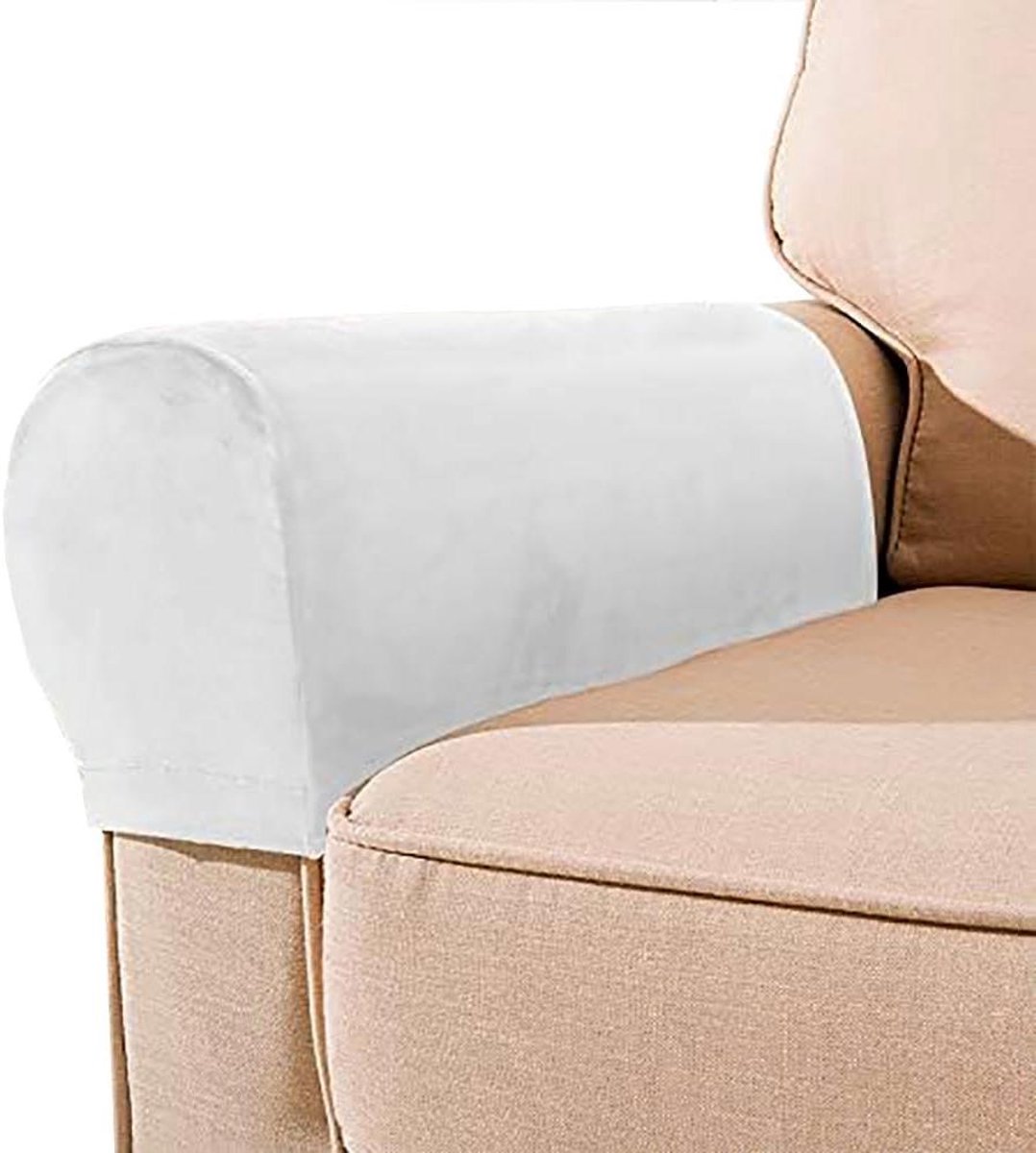 Stoelarmleuning Hoezen - Bank Armhoezen - Meubels Beschermen - Zacht Pluche Materiaal - Set van 2 - Wit