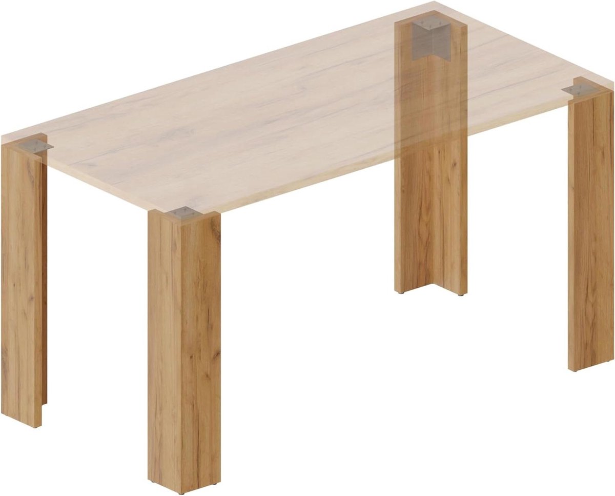 Tafelpoten Set - Meubelpoten Bureaupoten - Tafel Maken - 25mm Dik Laminaat - 13x13x72 cm - Goudkleurig Eiken