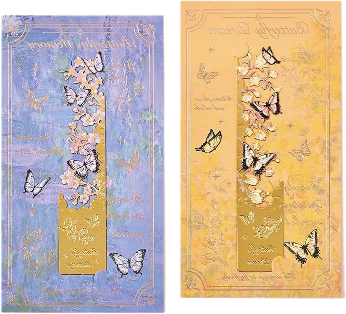 2-delige metalen boekenleggerset met vlinder- en bloemdesign, stijlvolle boekenaccessoires voor boekenliefhebbers, unieke metalen boekenleggers voor dames en heren