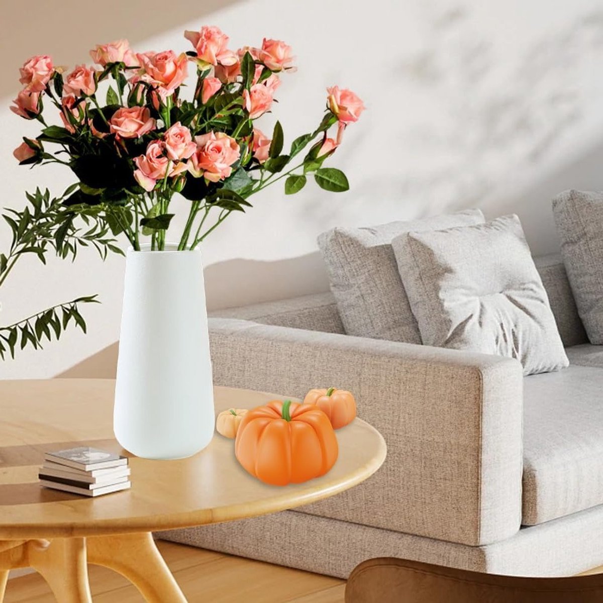 Hoogwaardige Mat Witte Vaasje van 20 cm voor Bloemen, Keramische Vazen voor Moderne Interieurdecoratie, Ideaal voor Droogbloemen en Pampasgras in Woonkamer en Thuiswerkplek