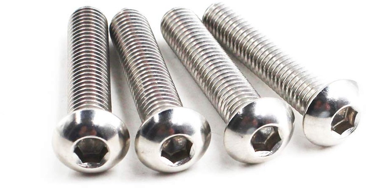 Roestvrijstalen Knopkop Schroeven M4x8 met Zeskant Aandrijving - 100 Stuks voor Meubelmontage en Bouwprojecten