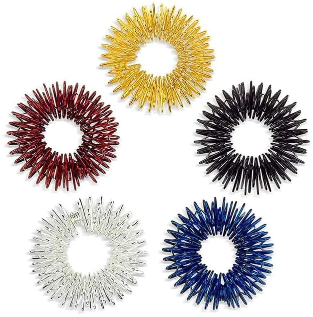 SPHProducts - Massage Ring - Acupressuur - Pijnverlichting - Goud/Zilver/Zwart/Blauw/Rood - Sensorische Vingerringen - Geschikt voor Kinderen en Volwa