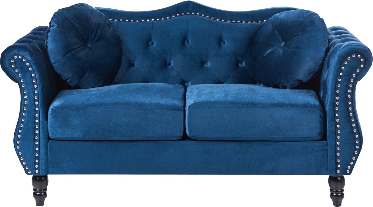 Beliani SKIEN II - Chesterfield bank - Marineblauw - Fluweel