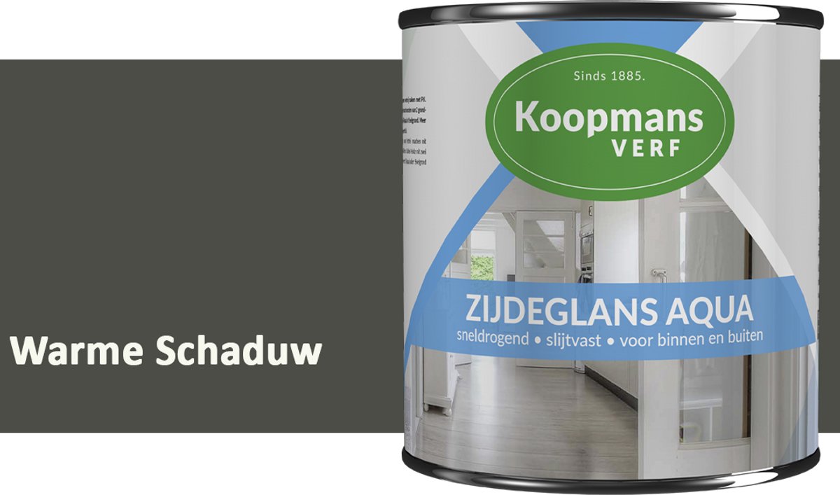 Koopmans Zijdeglans Aqua Lakverf – Zijdeglans houtlak voor kozijnen, deuren en meubels – Binnen & buiten – Watergedragen en sneldrogend – Warme Schaduw – 750 ml