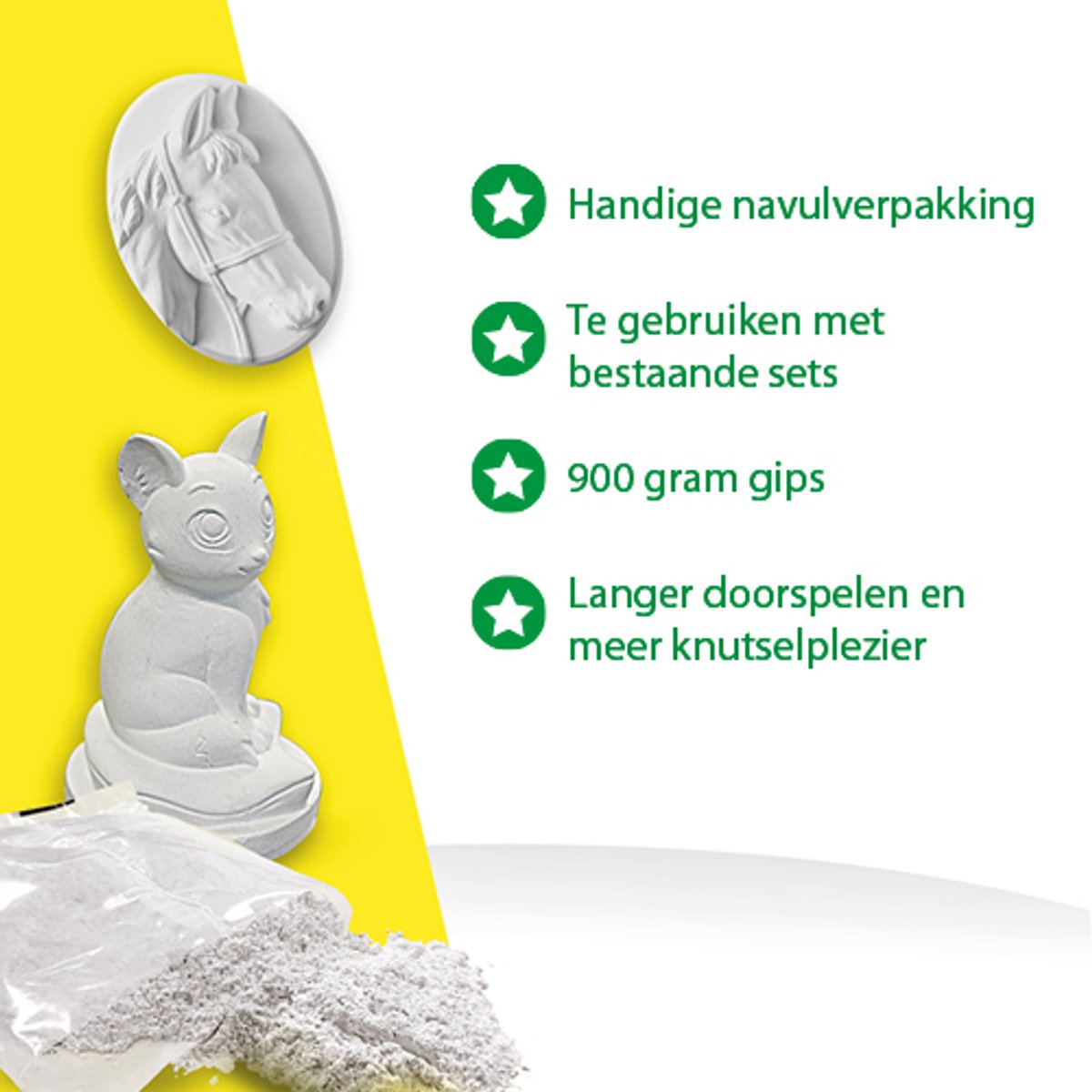 SES Creative - Gips - 900 gram - modelgips - sneldrogend - gieten en schilderen - navulling gips (3x 300 gram) — afbeelding 3