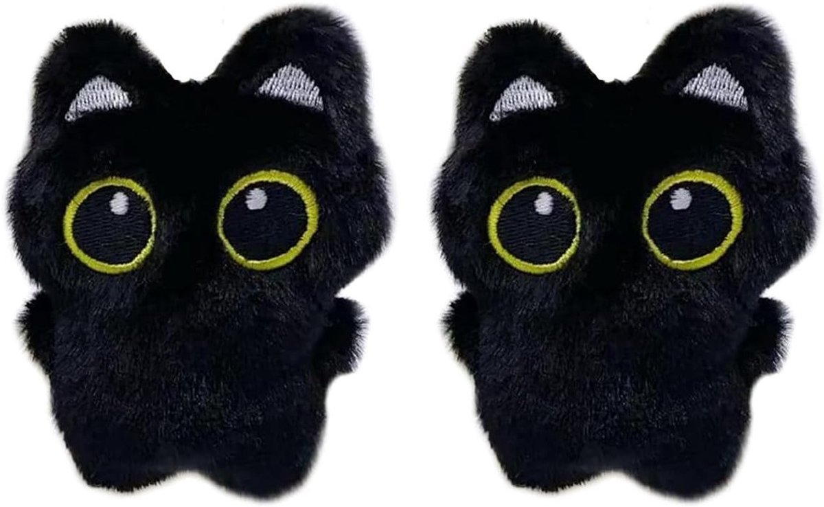 Zwarte Kat Pluche Hangers en Sleutelhanger, Schattige Pluche Kat Pendant voor Rugzak en Sleutels