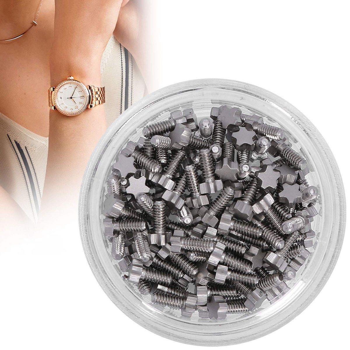 Vt products - Horlogeschroeven - 100st 2.5x2.0mm Horloge Reparatie Accessoires - Duurzaam en Compact - Legering Pentagram - Vervangende Onderdelen - G