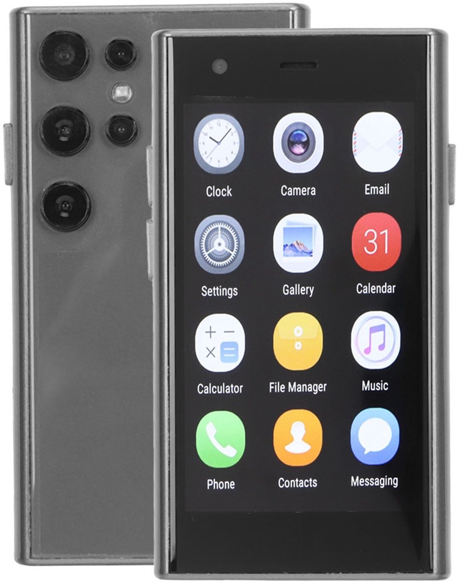 ONF3 - Mini-smartphone - 3,0 Inch HD-display - Ultradun model - 2GB RAM - Ideaal voor onderweg - Zwart - Geschikt voor Android gebruikers