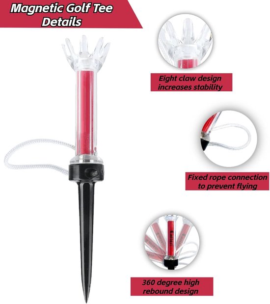 Magnetische Golf Tees - Golf Tees Set - Golftraining Oefenen - Elastisch Herstelontwerp - 90mm - Wit — afbeelding 3