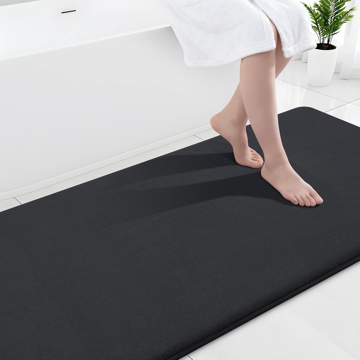 Olanly Antislip Badmat - Badkamermat - Absorberende Badmat - Douchemat - 61x120 cm - Zwart - Extra Zwaar