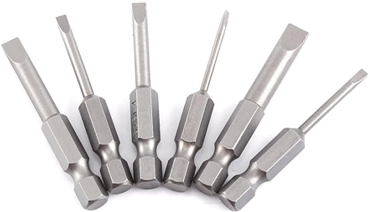 Store_9 - Sleufschroevendraaier Bits - Magnetische tips - 6 Stuks - Hex Shank - Stevig en Duurzaam - Geschikt voor Diverse Klussen