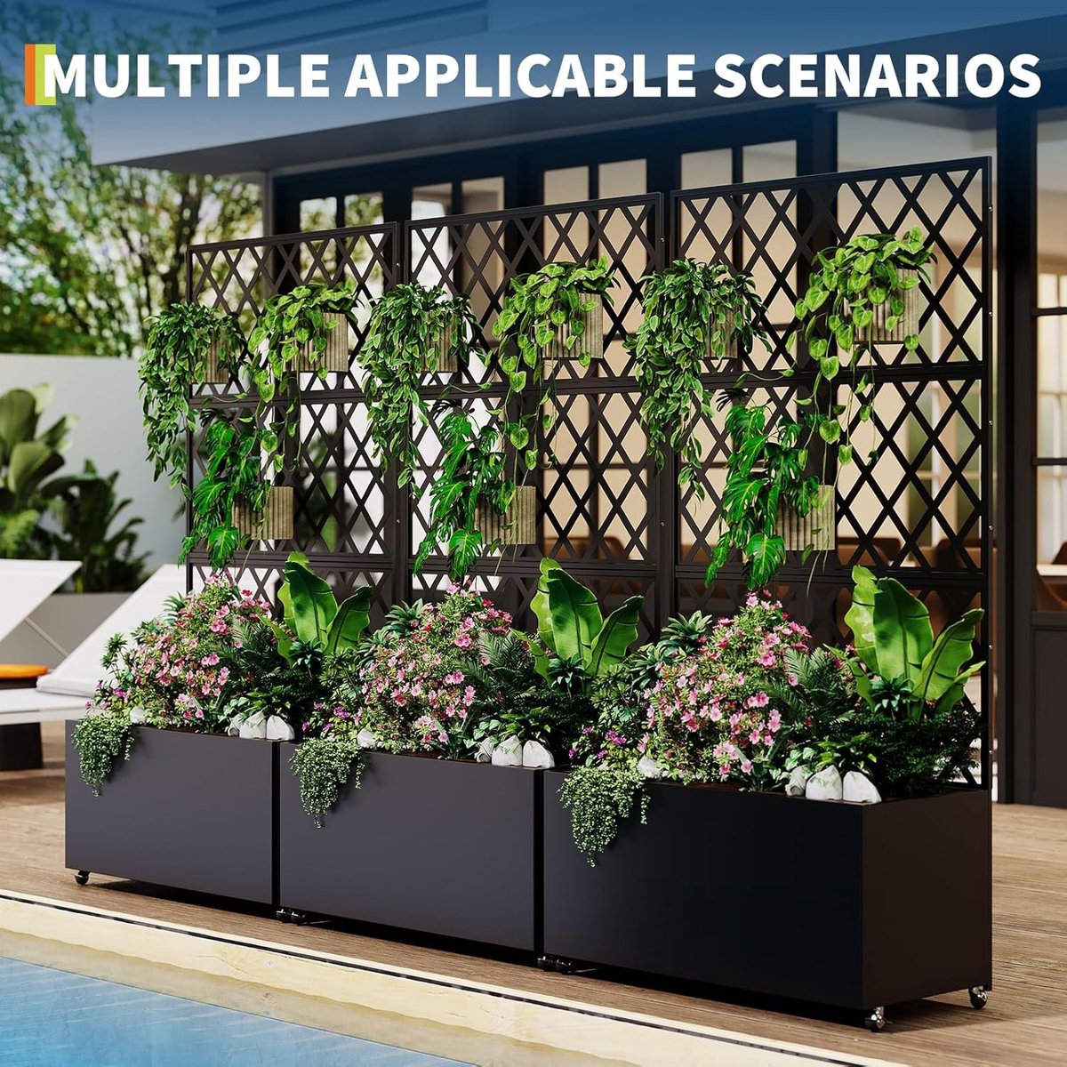 Verhoogde plantenbak - Verhoogde plantenbak van gegalvaniseerd staal - Plantenbak voor buiten - 180 × 90 × 40 cm - Zwart