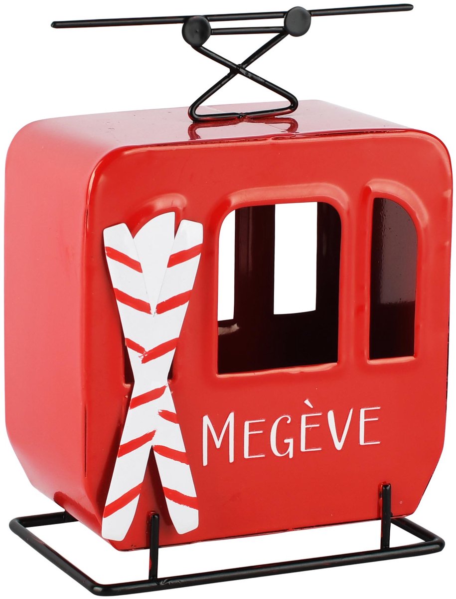 Dekoratief | Deco gondel kabellift 'Megeve', metaal, LED, 11x5x14cm | A265249