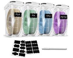 Filament Opbergdoos - 4 stuks filamentcontainer voor 3D printen - filamentverzegeling en bescherming - draagbare opslag - water- en stofdicht - stapelbaar en ruimtebesparend - 4,0 l - 3D-printeraccessoires voor thuis en op kantoor