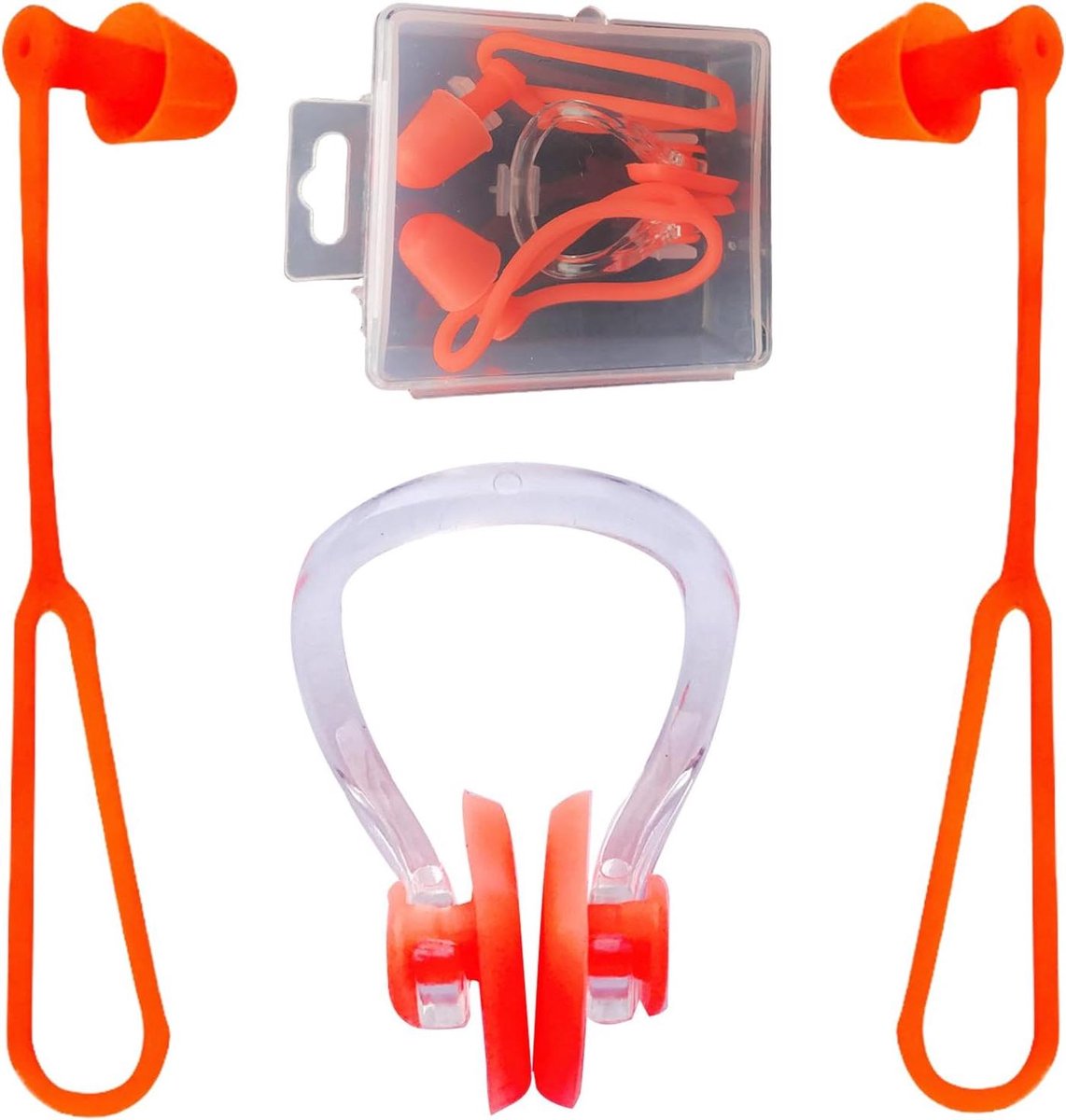 Oordopjes Neusclip - Zwemoordopjes Set - Watersport Bescherming - Kwallenvorm Ontwerp - 4 Paar - Oranje