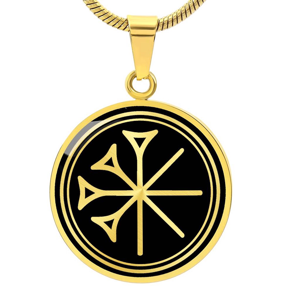 Symbolic Gifts - Chi Rho Ketting Goud Kleurig Waterproof Chi Rho Hanger - Premium Stainless Steel - Sieraad Cadeau - Verstelbaar 45 - 56 cm
