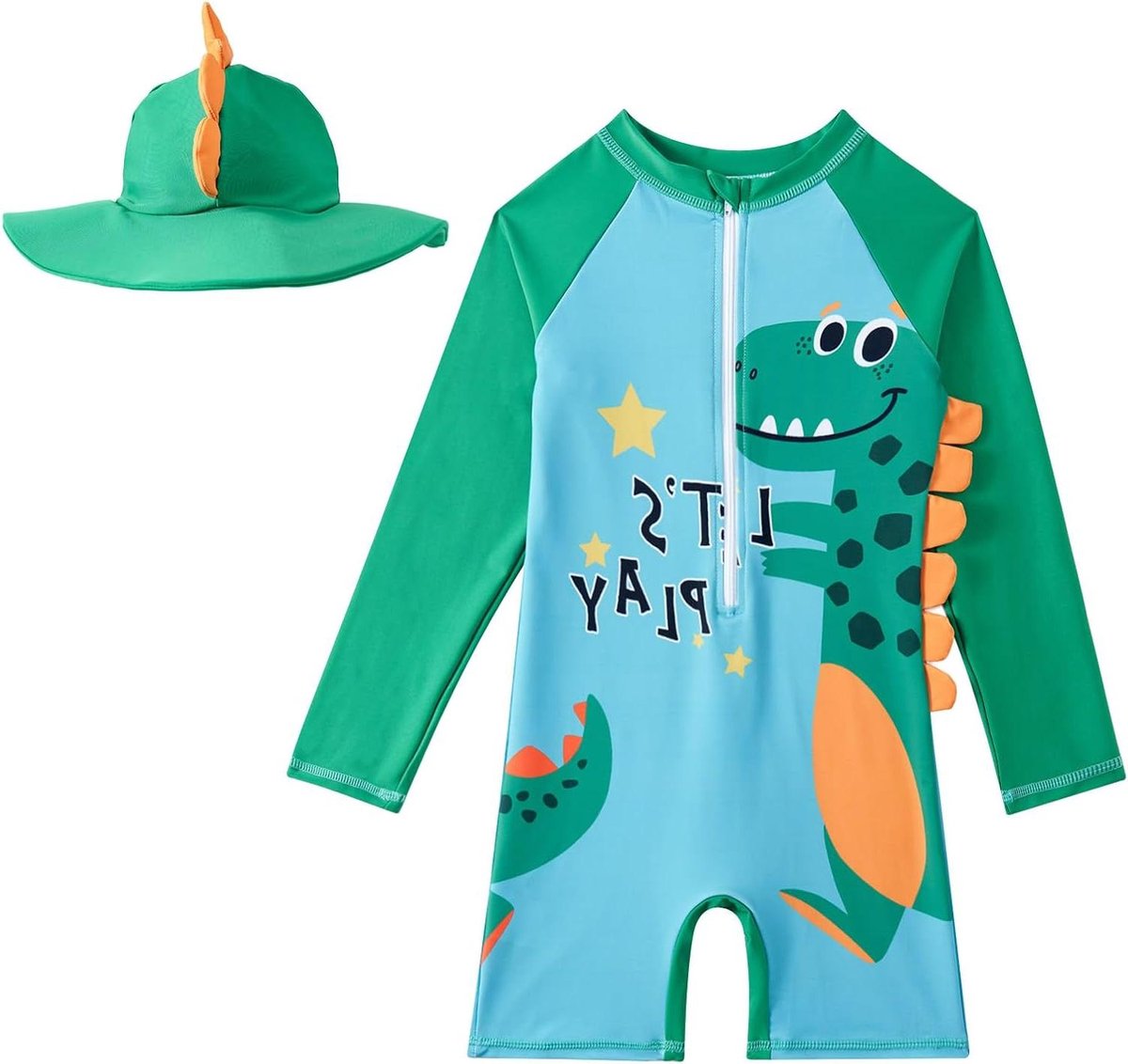 Baby Zonnezwempak - UV Pakje - Bescherming Tegen Zon - Lange Mouwen - Inclusief Hoedje - Multicolor