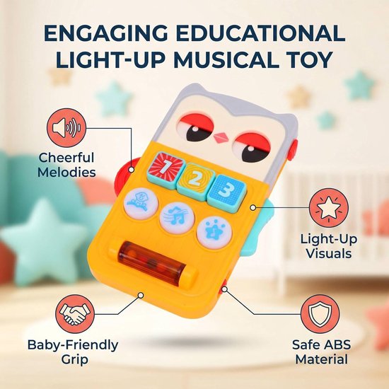 Babyspeelgoed Uil - Interactief Speelgoed - Baby Ontwikkeling - Licht en Geluid - 21 x 15 cm - Multicolor — afbeelding 5