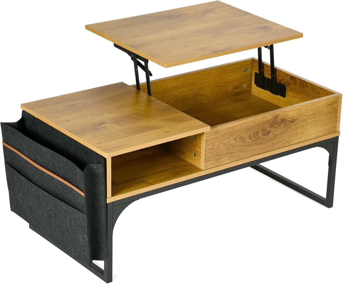 In hoogte verstelbare salontafel met opbergruimte, lichtbruin