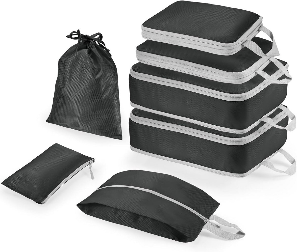 Set van 7 Compressie Packing Cubes - Waterdichte Reistas Organizer voor Koffer