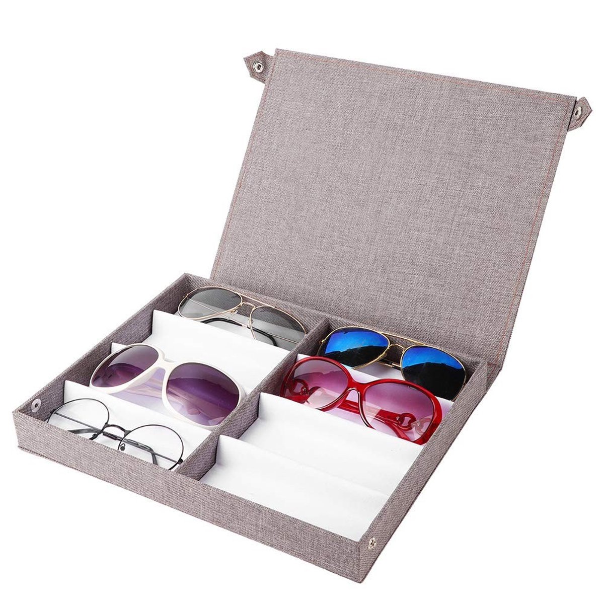 NTH products- Opbergdoos Grote Capaciteit - 8 Slots - Bril/Juwelen Organizer - Duurzaam/Linnen - Stofvrij - Perfect Cadeau - Opbergbox
