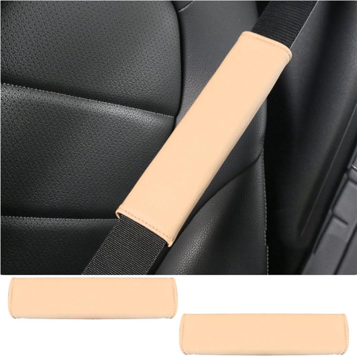 MTTproducts- Autogordelhoezen 2 Stuks - Duurzaam PU-leer - Veiligheidsgordels - Schouderkussens - Comfortabel - Bescherming tegen wrijving - Riembeschermers