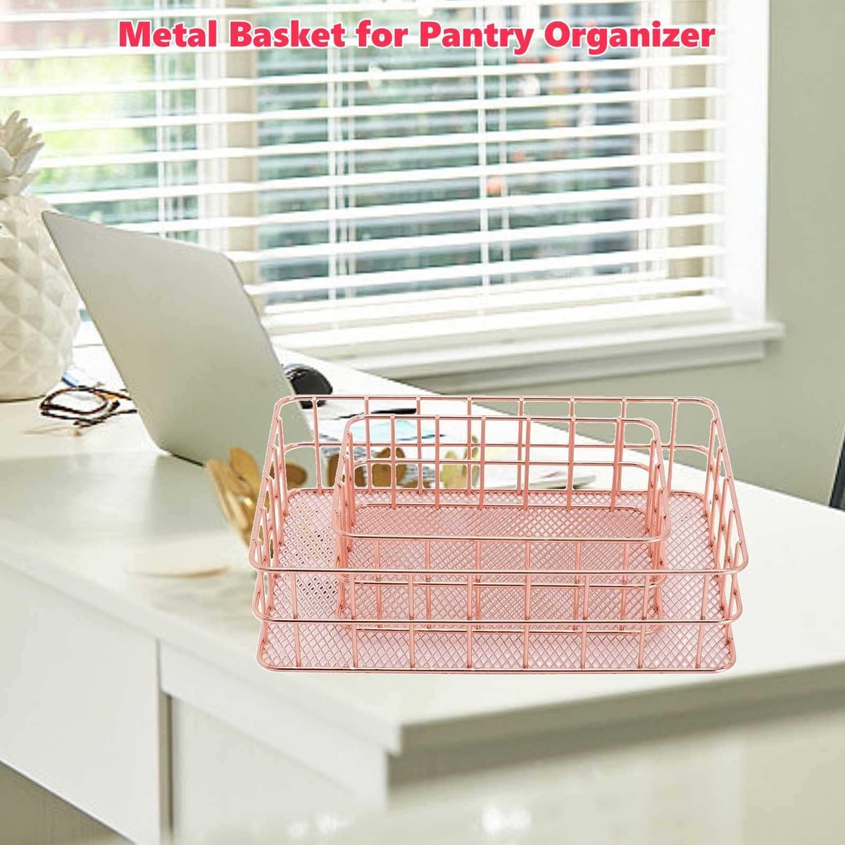 MTTproducts- Bureau Organizer Groot Formaat - 2 Stuks - Metalen Manden - Opslag Houder - Cosmetica/Briefpapier - Praktisch voor Thuisgebruik - Opberghouder