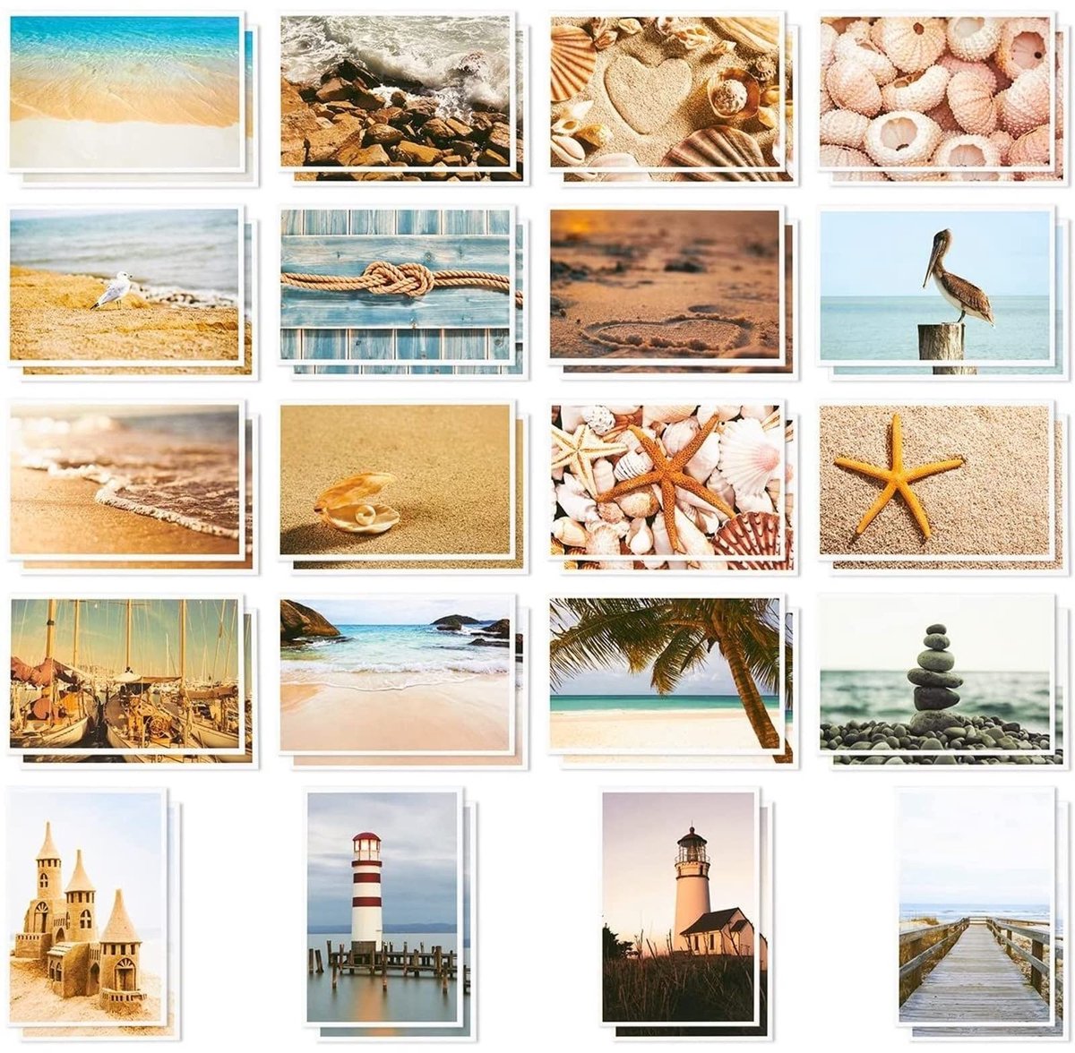 MTTproducts- Ansichtkaarten Set 40 Stuks - Strand/Oceaan Thema - Blanco - Groet Kaarten - Hoogwaardig Karton - 4 x 6 Inch - Wenskaarten