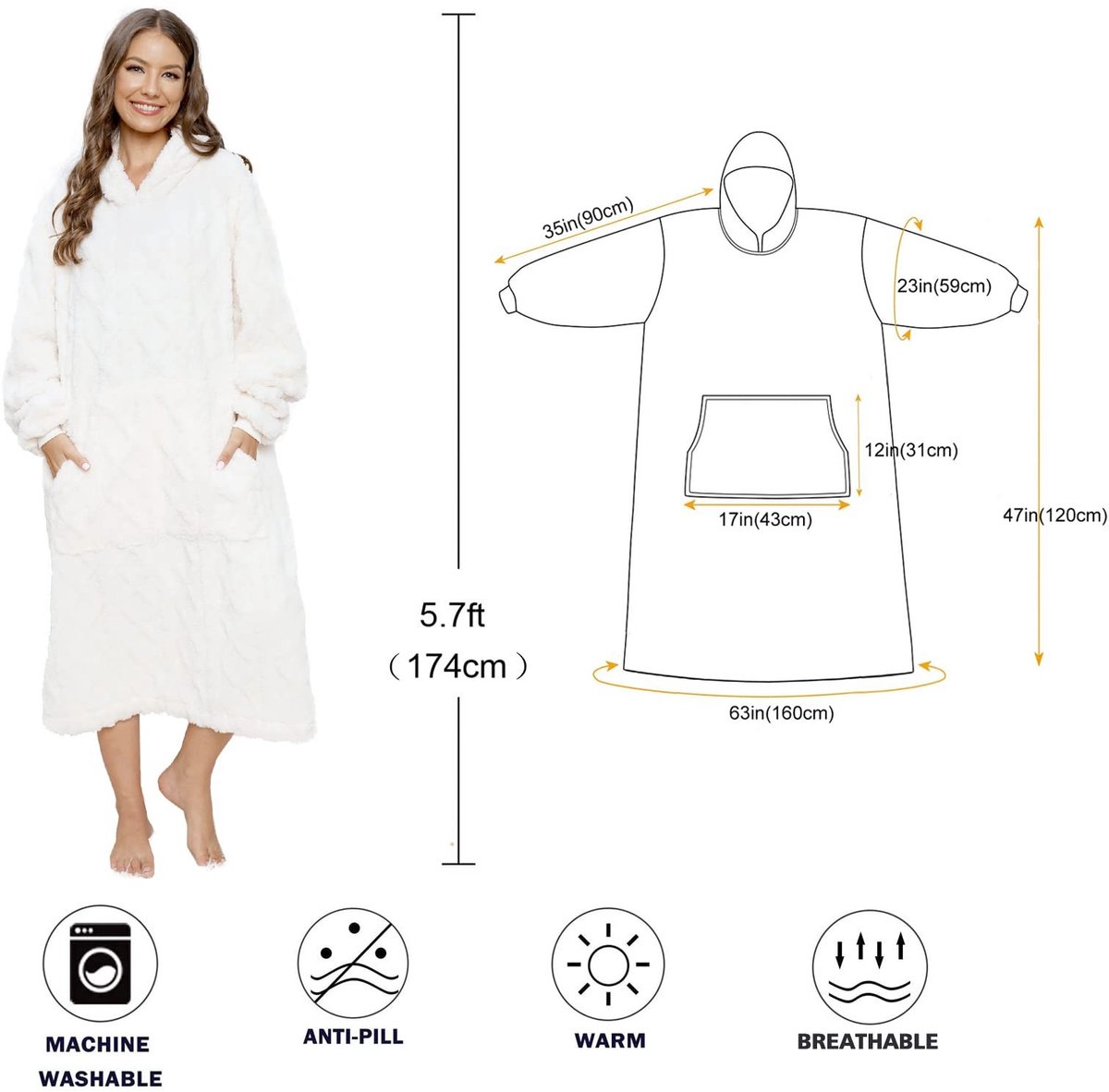 MTTproducts- Deken Hoodie - Dubbelzijdige Sherpa - Oversized Capuchondeken - Comfortabel en Warm - Geschikt voor Binnen/Buiten - Eén Maat Past Iedereen - Sweaterdeken