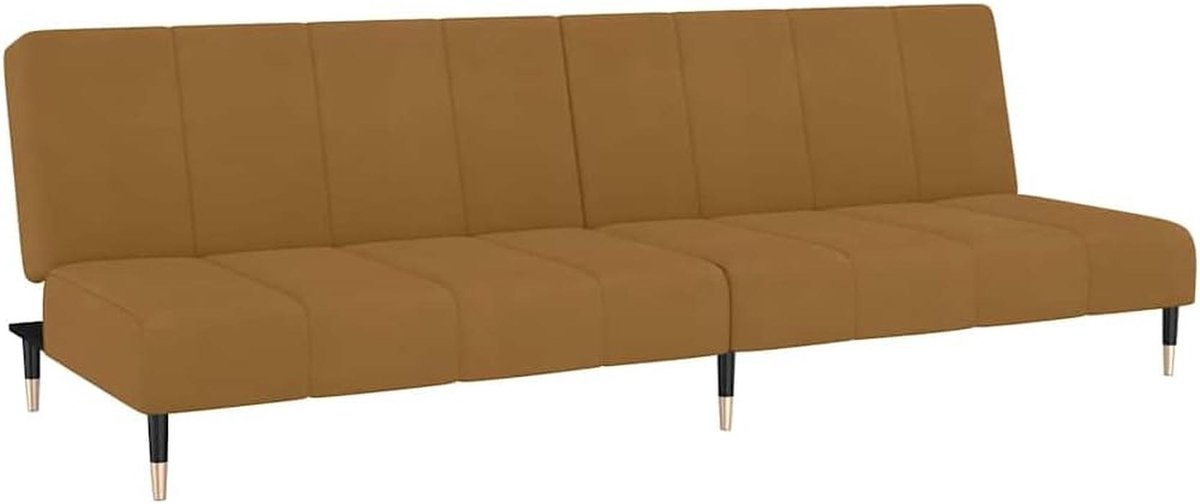 Slaapbank Fluweel - Bankbed Bank - Gastvrij Ontvangen - Zacht Gevoerd - 200x84x69cm - Bruin
