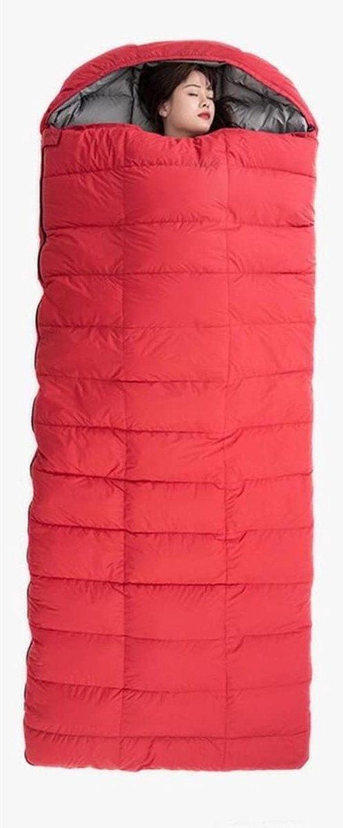 Slaapzak Dons - Kampeerzak - Buiten slapen - Extra breed ontwerp - 230 x 95 cm - Grijs