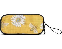 Artdeco Bijen Bloem Potlood Case Pen Houder Pouch Marker Bureau Organizer Tas Grote Opslag Voor Volwassenen Tiener Meisje Jongen, Bijen Bloem, one size, Art Deco