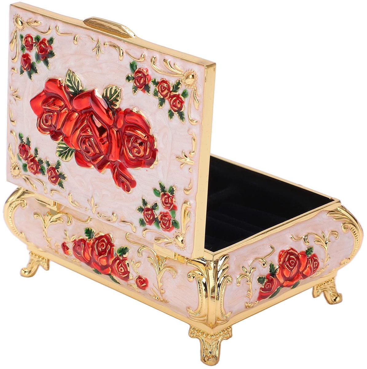 Cosensi- Juwelendoos Vintage Ontwerp - Sieradendoos voor Volwassenen - Antieke Aandenken - Rozen Patroon - Rijke Glans - Elegant Design