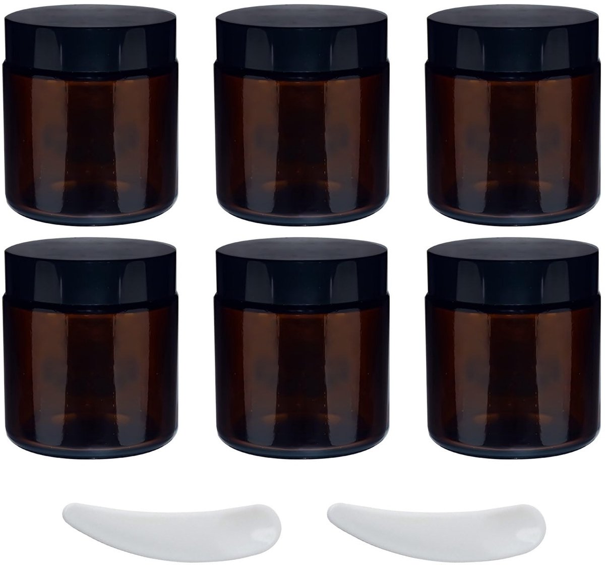 Cosensi- Glazen Pot - 6 Stuks 100ml Amber - Cosmetica Pot - UV Bescherming - Goede Sluiting - Voor Makeup en Reizen - Cosmetic Jar