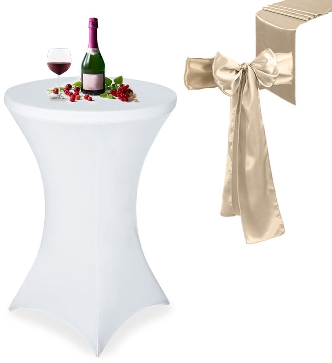 Cosensi- Tafelkleed Elastisch - Tafelkleed voor Bruiloft - Wasbaar - Cocktailtafelkleed - 80 x 110 cm - Stretch-Polyester - Tafelcover