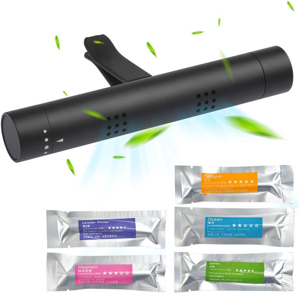 Cosensi- Luchtverfrisser Auto - Automatische Geurdispenser - 5 Geurstaafjes - Oceaangeur/Bloemenmix/Lavendel - Effectieve Verdeler - Veilig en Snel