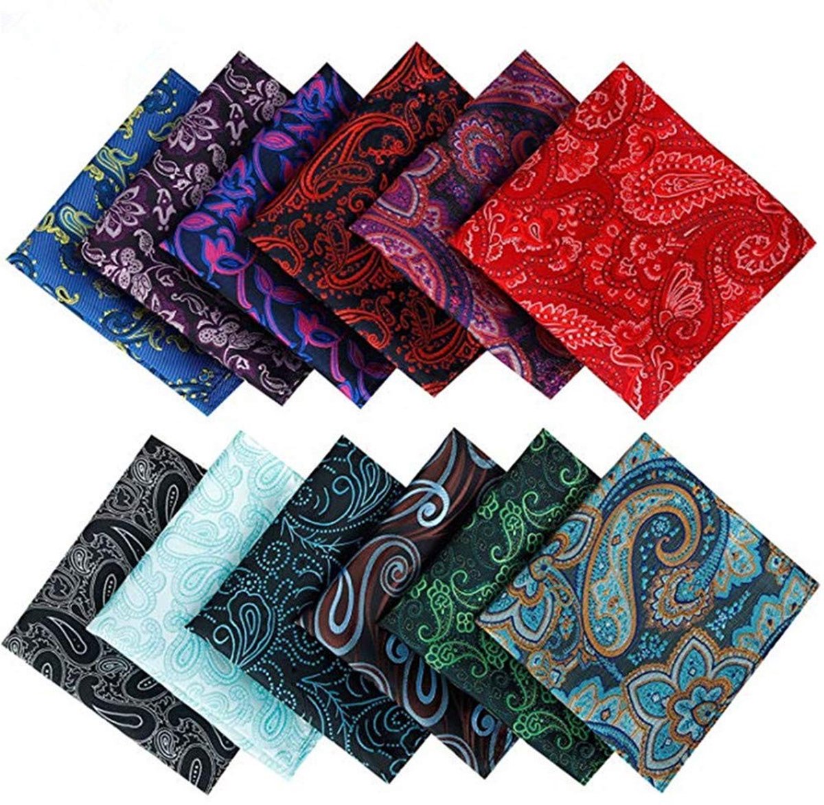 Cosensi- Herenpak 12 Stuks - Zakdoeken/Jacquard - Bruiloft/Business - Comfortabel - Handgemaakt - 25 x 25 cm - Pochet