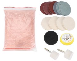 Cosensi - Glass Polishing Kit - Glas krasverwijdering - Hoogwaardige ceriumoxide - Inclusief schuurwielen - Efficiënte glasreparatie - Geschikt voo...