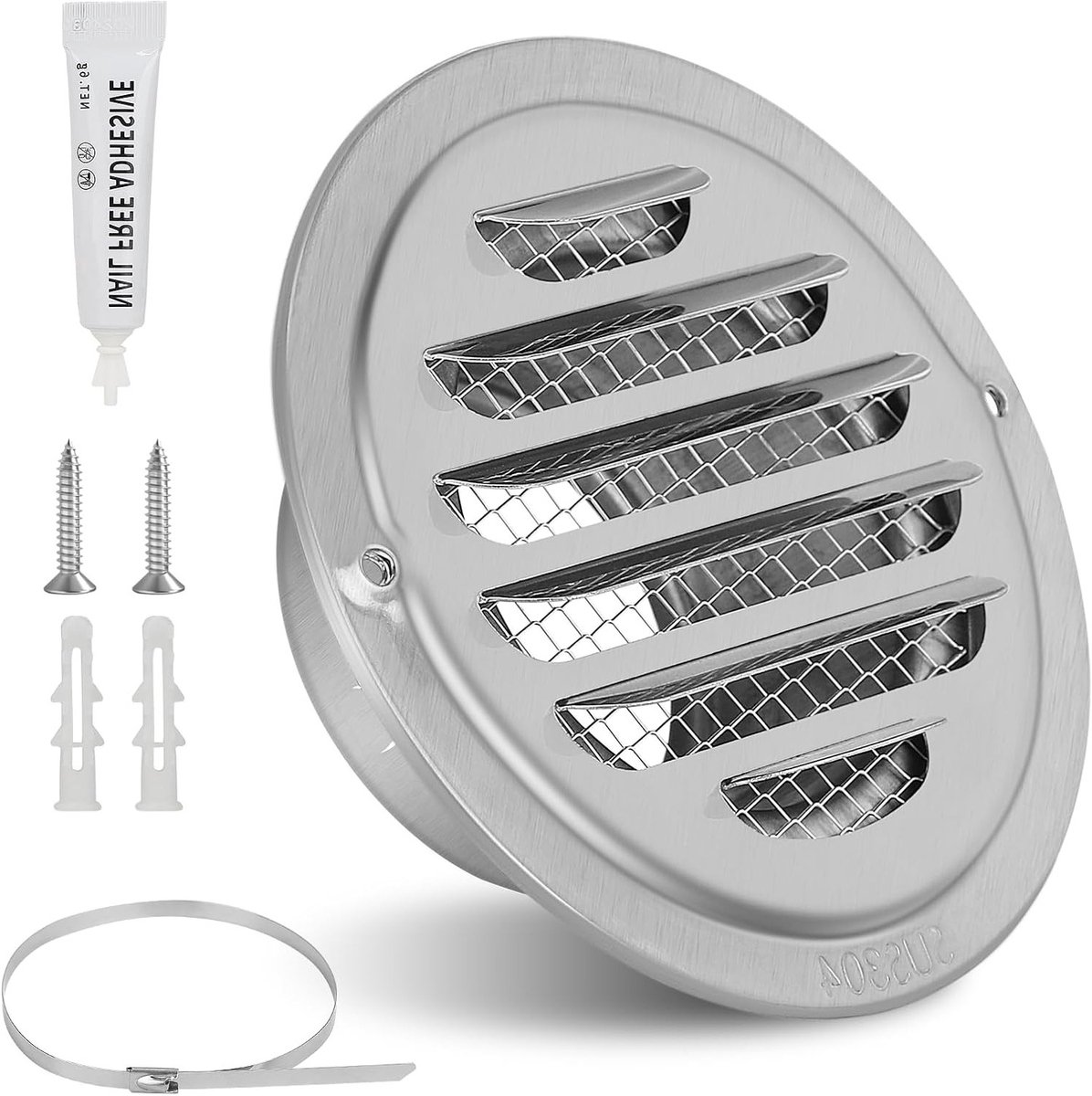 Ventilatierooster 70 mm RVS Rond met Insectenbescherming - Weerbestendig Rooster voor Keuk