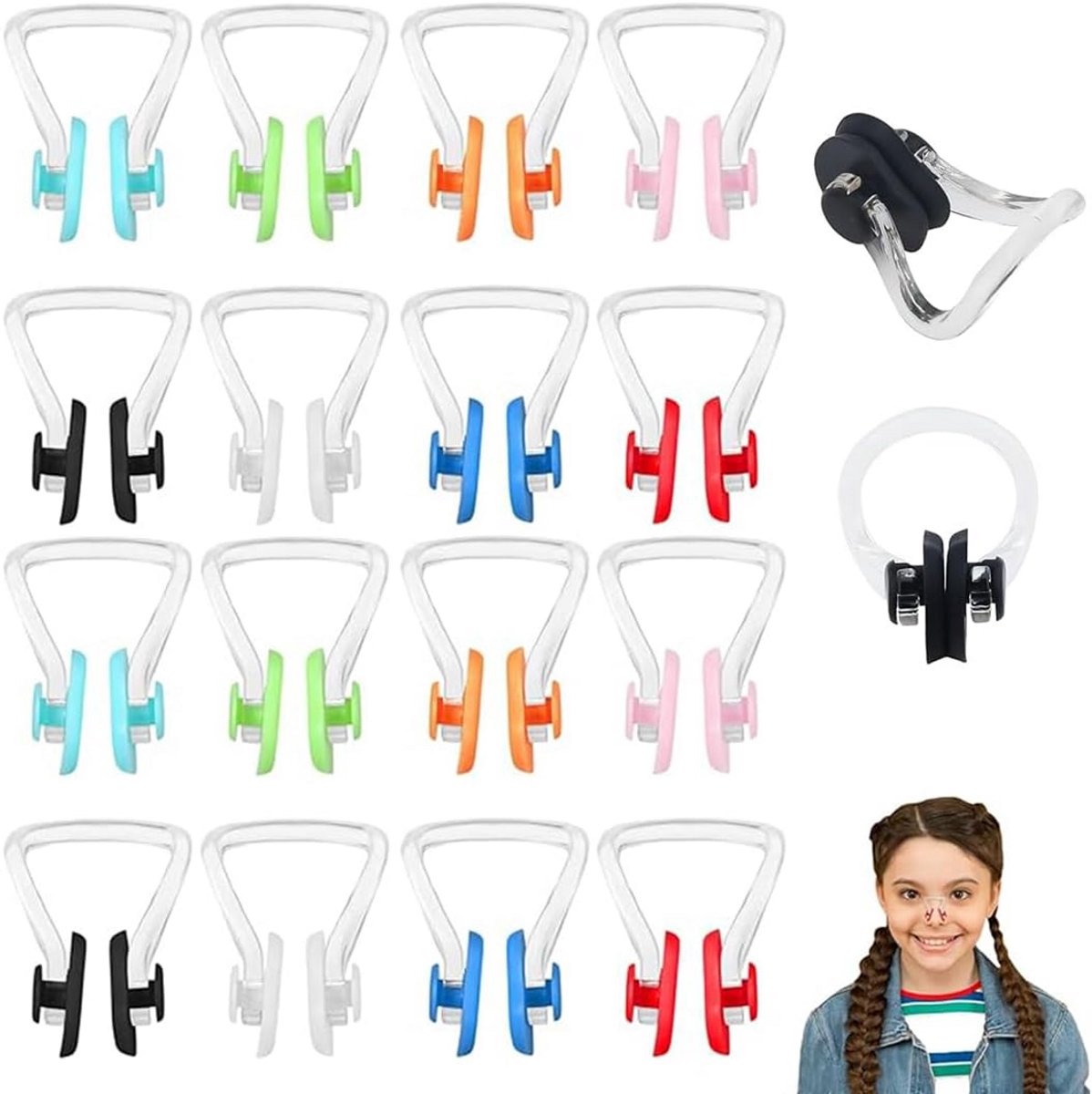 16 Delig Zwem Neusklompjes Set - Zacht Silicone Bescherming Tegen Water Voor Kinderen Volwassenen