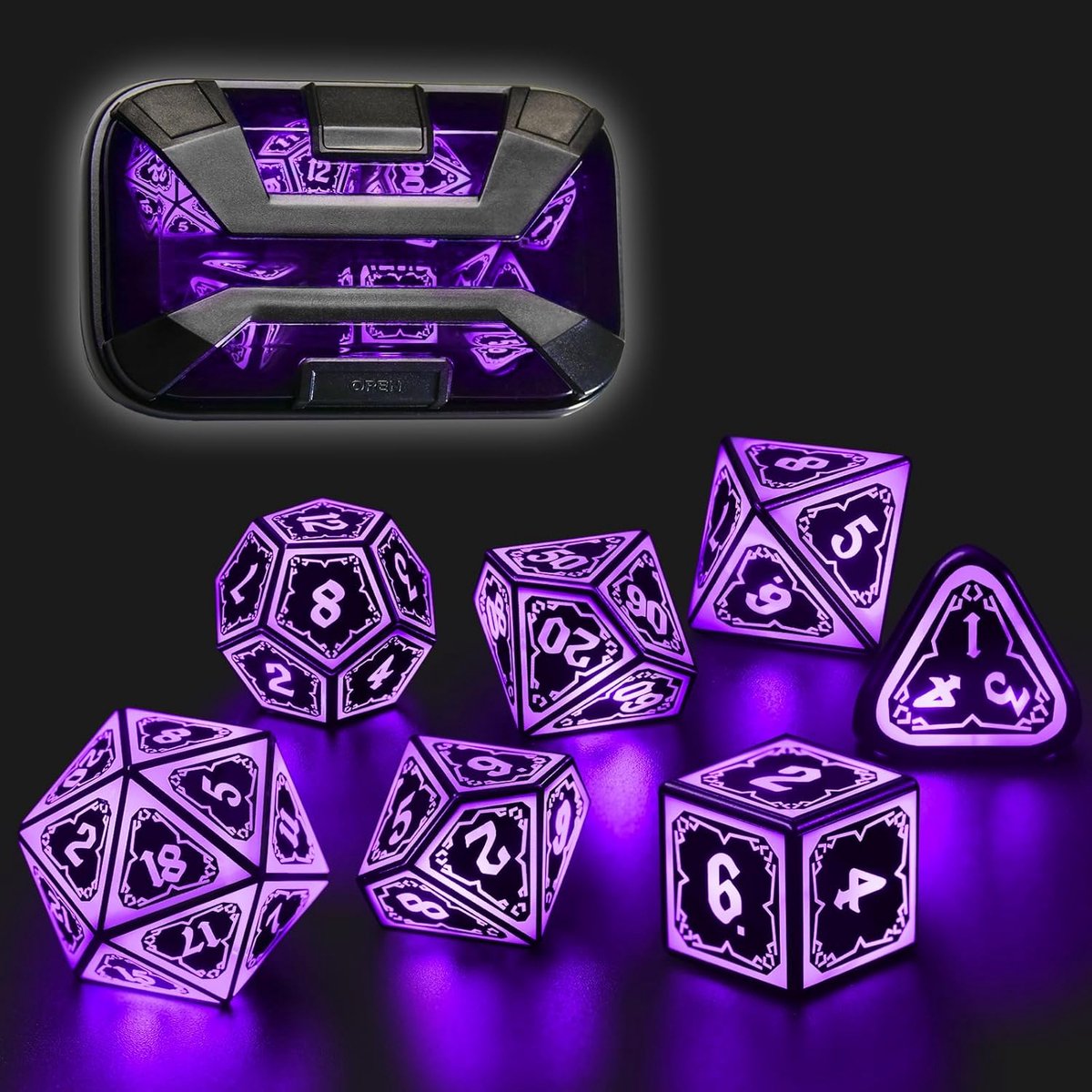 Oplaadbare LED D&D Dobbelstenenset 7 Delig Polyeder voor Rollenspellen