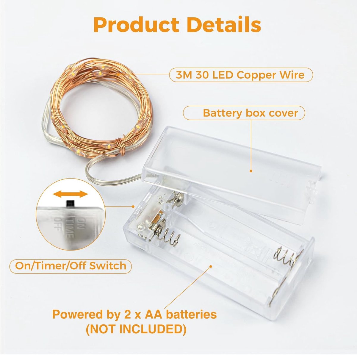 Batterij Lichtsnoer - Draadloos Kerstlicht - Sfeervolle Decoratie - Met Timer Functie - 3 Meter 30 LEDs - Blauw — cadeau in Wonen & Interieur - foto 7